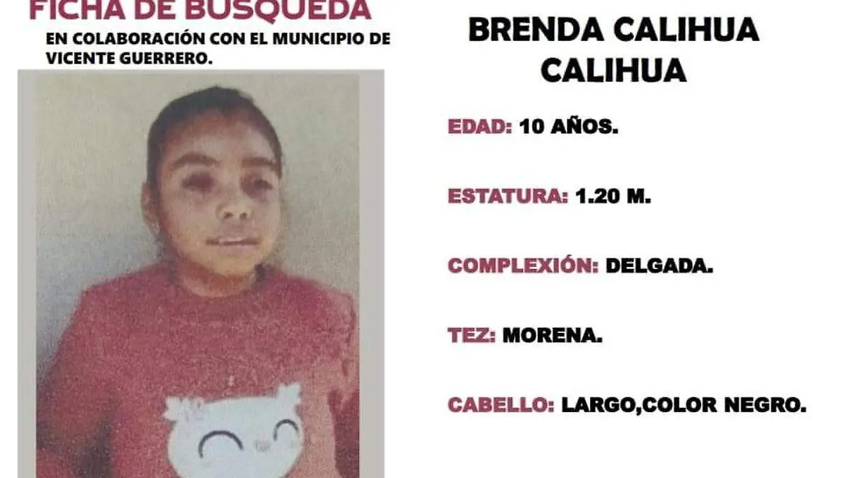 brenda menor desaparecida en tehuacan